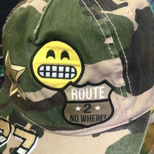 Camo emoji route 2 no where hat snap back